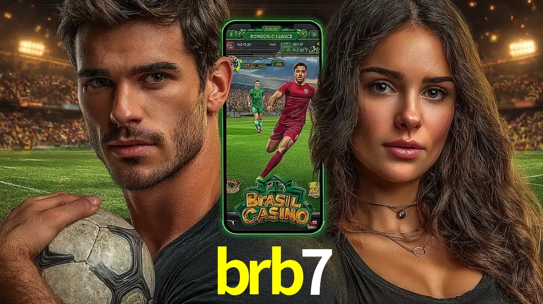 Homem segurando uma bola de futebol e uma mulher ao lado de um smartphone exibindo o jogo de apostas esportivas da brb7. Faça seu palpite no cassino online.